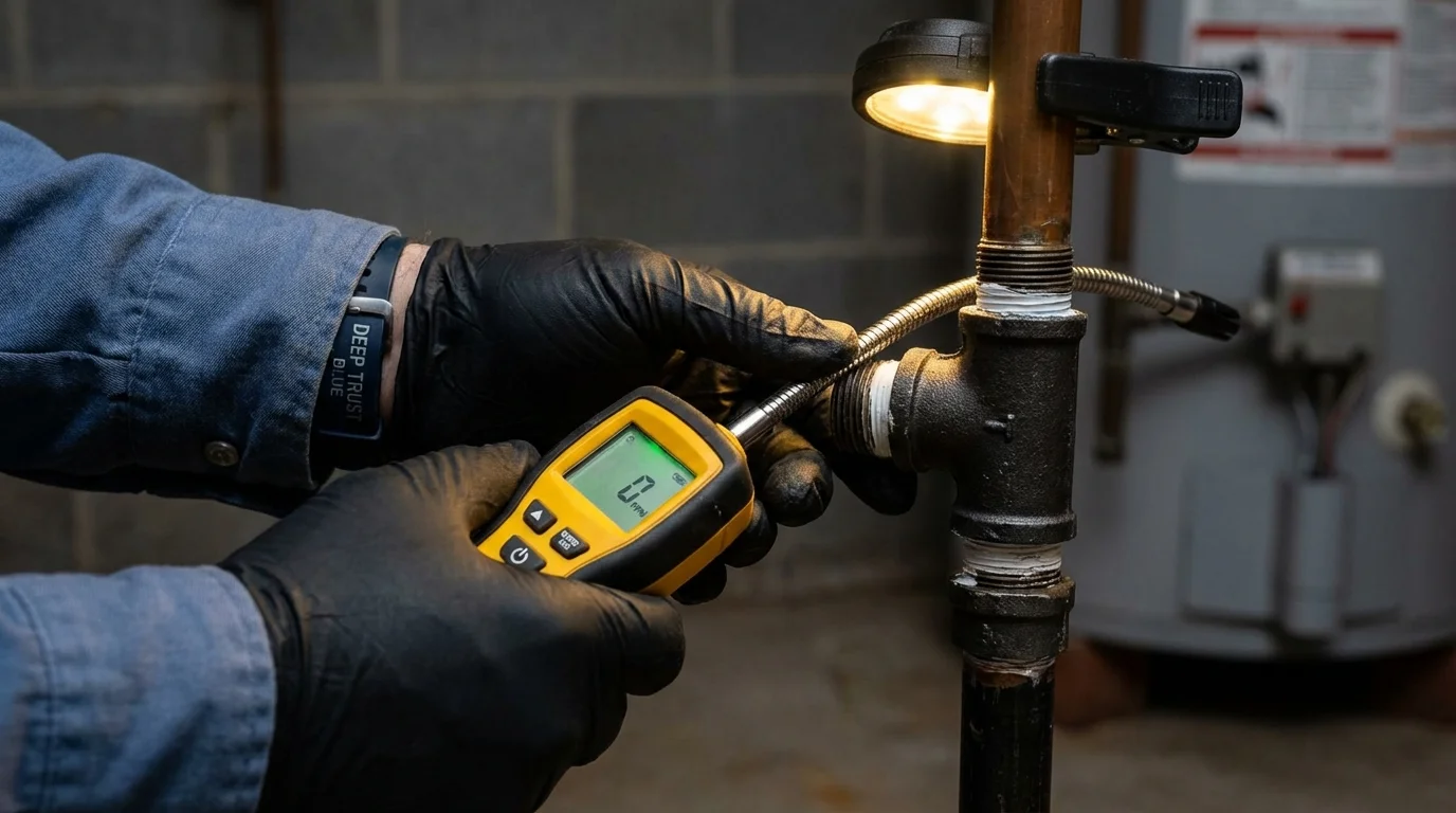 Gas leak detection with electronic sniffer by Johns Plumbing LLC in Morton